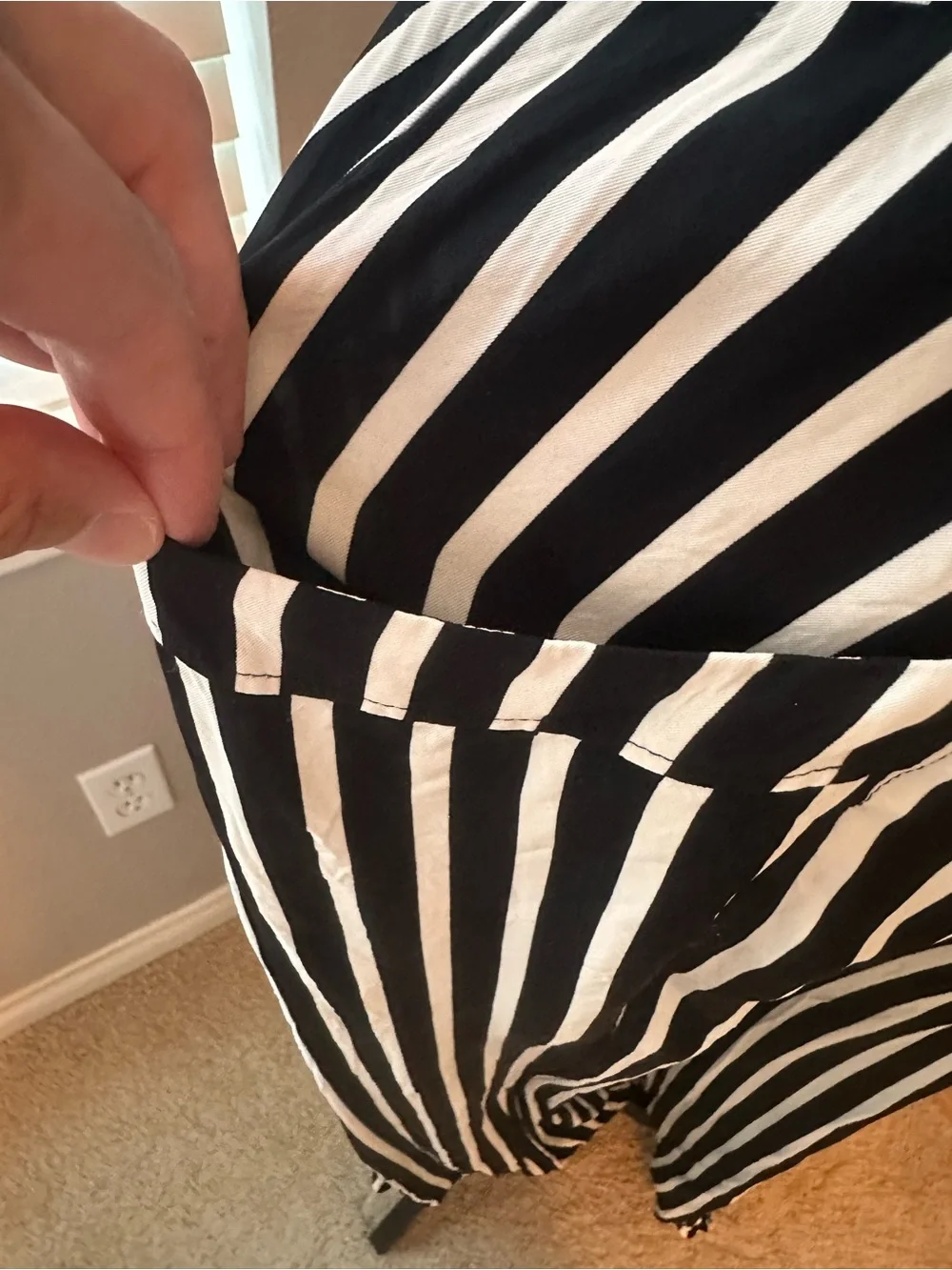 Free People Black and White Striped Sleeveless Jumpsuit with Waist Tie